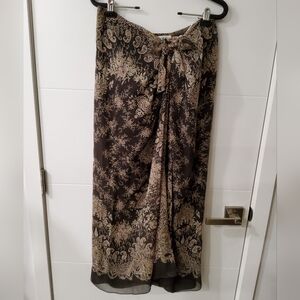 Emanuel Ungaro Vintage 1990s Scarf Print Silk Maxi Skirt Tie Closure Size 14